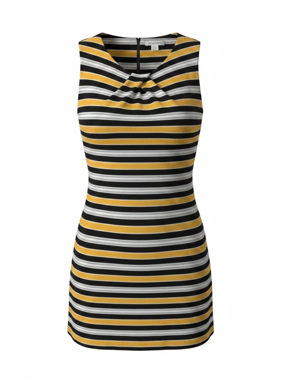 Liz Claiborne Sleeveless Striped Mini Dress in Mustard, Black & White High Style
